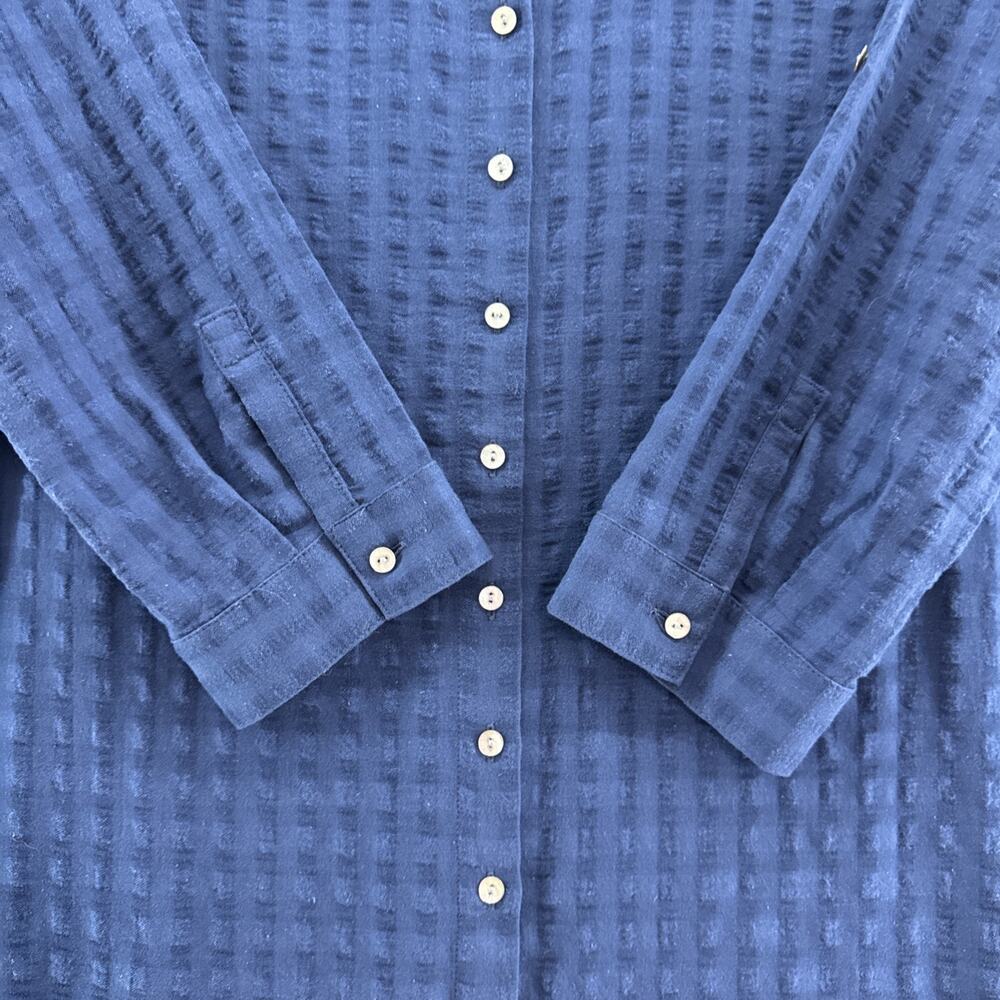 J Jill Tunic Everyday Blouse Womens S Blue Cotton Button Front Shirt Semi Sheer - Picture 4 of 13